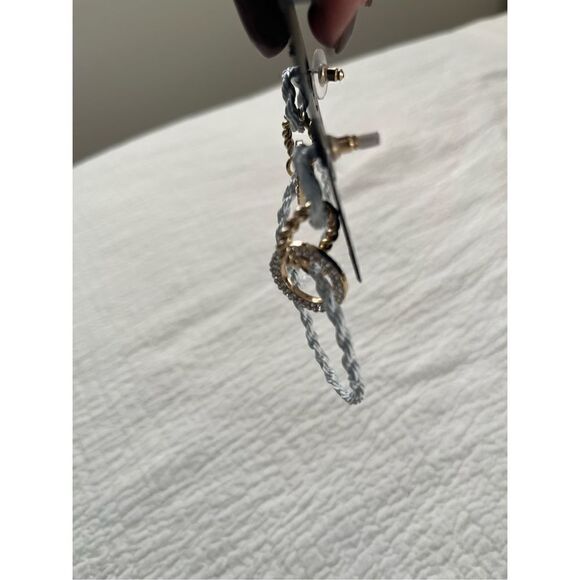 NWT Noir White and Gold 3 Tier Hoop Earrings - Picture 3 of 3